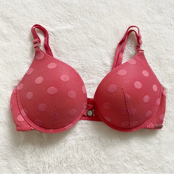 3/30$🤍 LA VIE EN ROSE | Pink Polka dot magnetic clasp bra - Picture 1 of 4